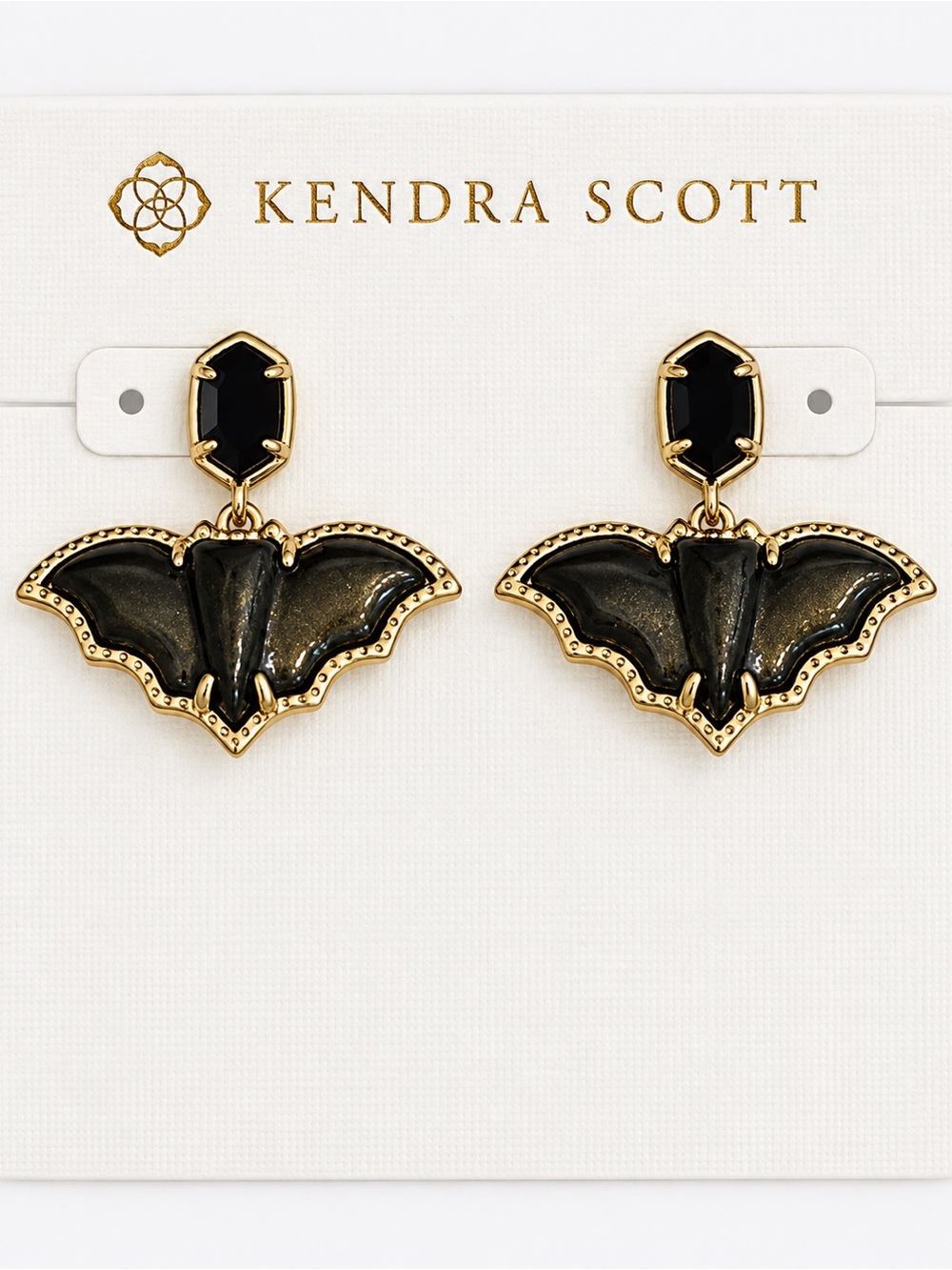 Kendra Scott Drusy and Obsidian Bat Drop Earrings